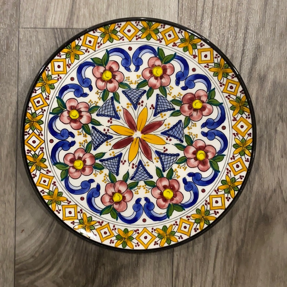 Ceramar Spain 7” Hand-painted Art Plate with Hanger for Wall Display